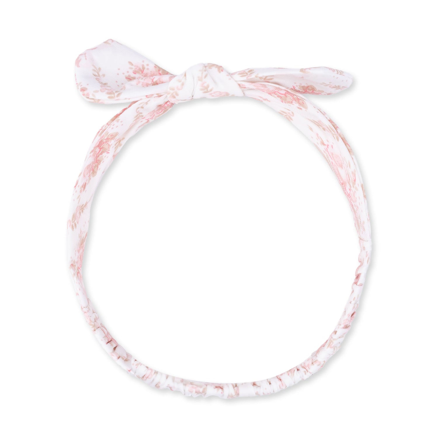 Knot headband in a rose bow lattice print with a soft knotted top detail