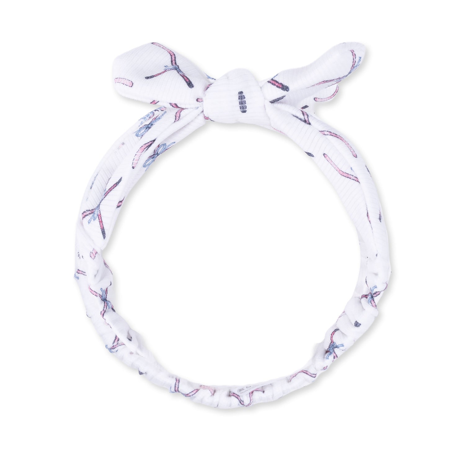 Baby knot headband in pink with a small hockey print and a classic knot detail at the front.