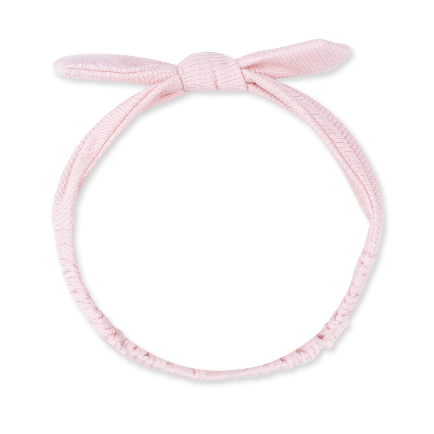 Knot headband in solid veiled pink ribbed modal with a knot detail at the front