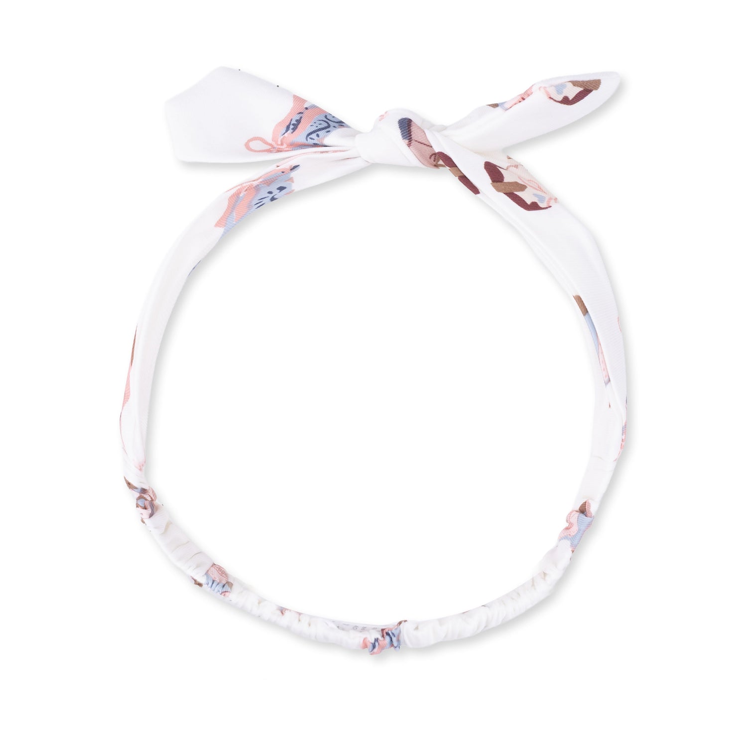 Knot headband in a cowboy boot print, showing the twisted knot detail at the front.
