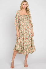 PinkBlush Elegant Floral Maternity Midi Dress with Square Neck for Modern Moms - Apparel & Accessories > Clothing > Maternity Clothing > Maternity Dresses Apparel & Accessories > Clothing > Dresses