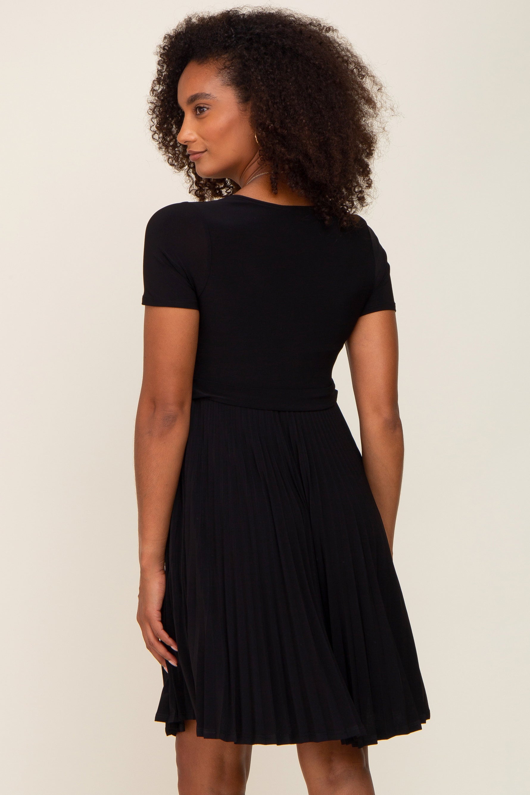 Black Pleated Nursing Dress by PinkBlush at Everetts Place