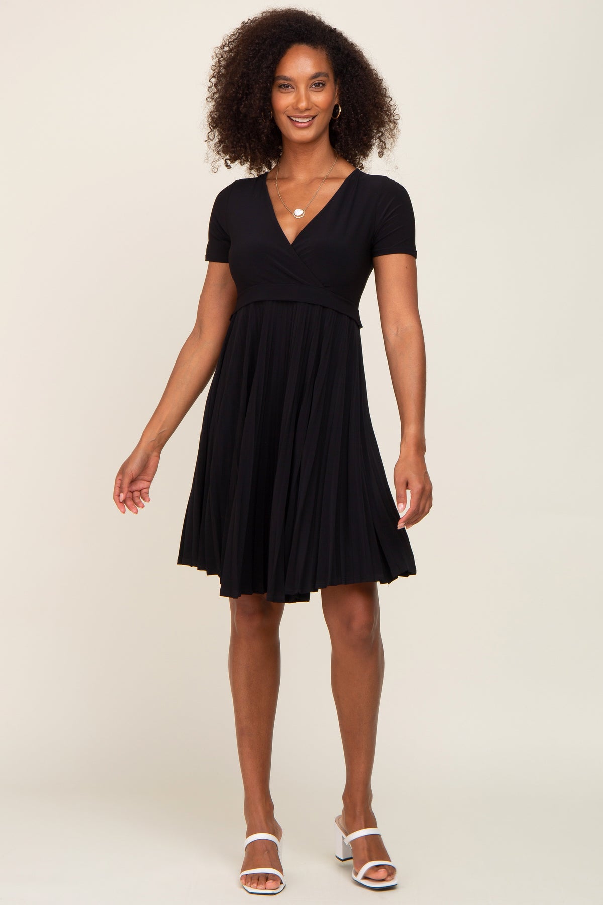 Black Pleated Nursing Dress by PinkBlush at Everetts Place