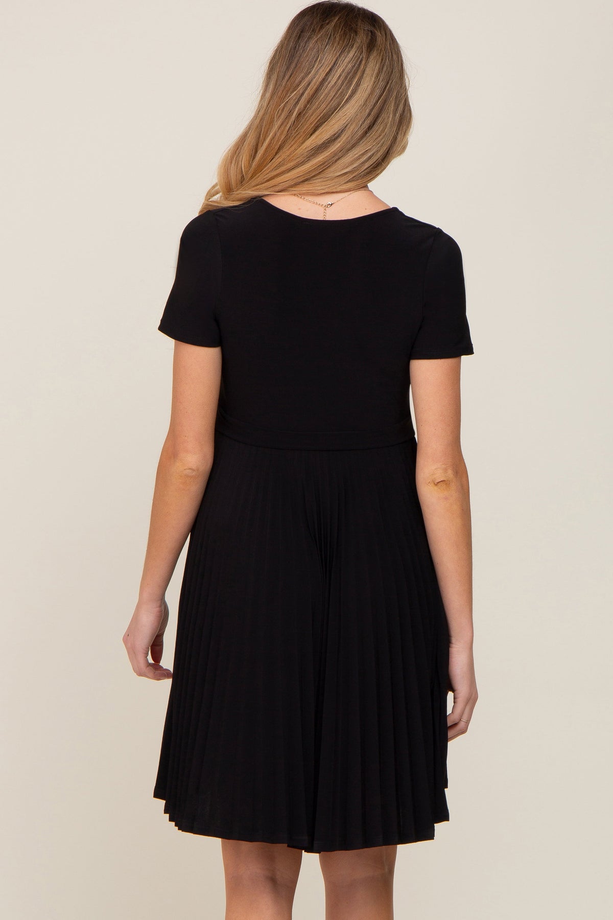 Black Pleated Maternity/Nursing Dress by PinkBlush at Everetts Place