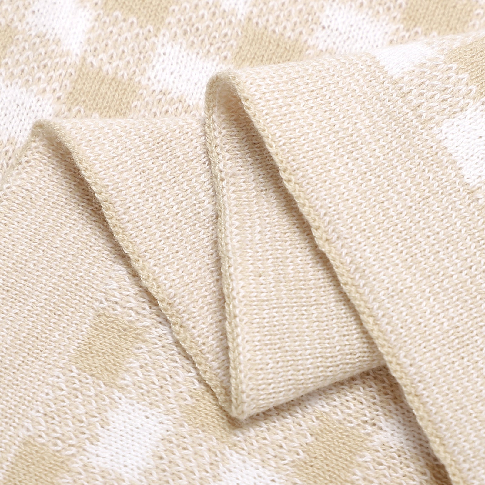 Checkered Knit Baby Blanket - Pure Cotton Comfort for Year-Round Coziness Bleu La La