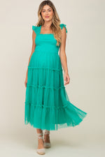 Jade Smocked Mesh Ruffle Accent Maternity Midi Dress by PinkBlush (view 2 of 5)