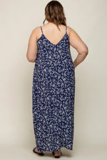 PinkBlush PinkBlush Navy Leaf Print Double V Neck Maternity Maxi Dress for Plus Size Moms - Apparel & Accessories > Clothing > Maternity Clothing > Maternity Dresses Apparel & Accessories > Clothing > Dresses