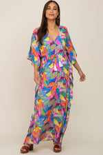 PinkBlush Magenta Maternity Maxi Dress with Leaf Print and Tassel Tie for Stylish Moms - Apparel & Accessories > Clothing > Dresses