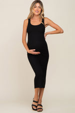 Black Ribbed Basic Maternity Maxi Dress by PinkBlush at Everetts Place