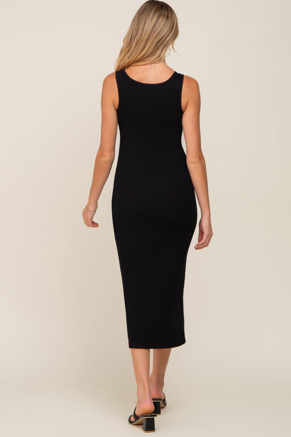 Black Ribbed Basic Maternity Maxi Dress by PinkBlush at Everetts Place