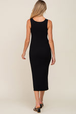 Black Ribbed Basic Maternity Maxi Dress by PinkBlush at Everetts Place