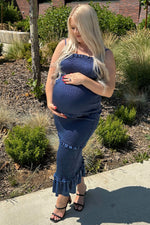 Satin Smocked Maternity Maxi Dress by PinkBlush (view 5 of 6)
