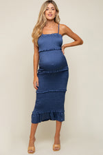 Satin Smocked Maternity Maxi Dress by PinkBlush (view 1 of 6)