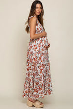 PinkBlush PinkBlush Cream Floral Maternity Maxi Dress with Smocked Shoulders - Apparel & Accessories > Clothing > Dresses