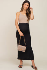 Black Ribbed Side Slit Maternity Midi Skirt by PinkBlush at Everetts Place