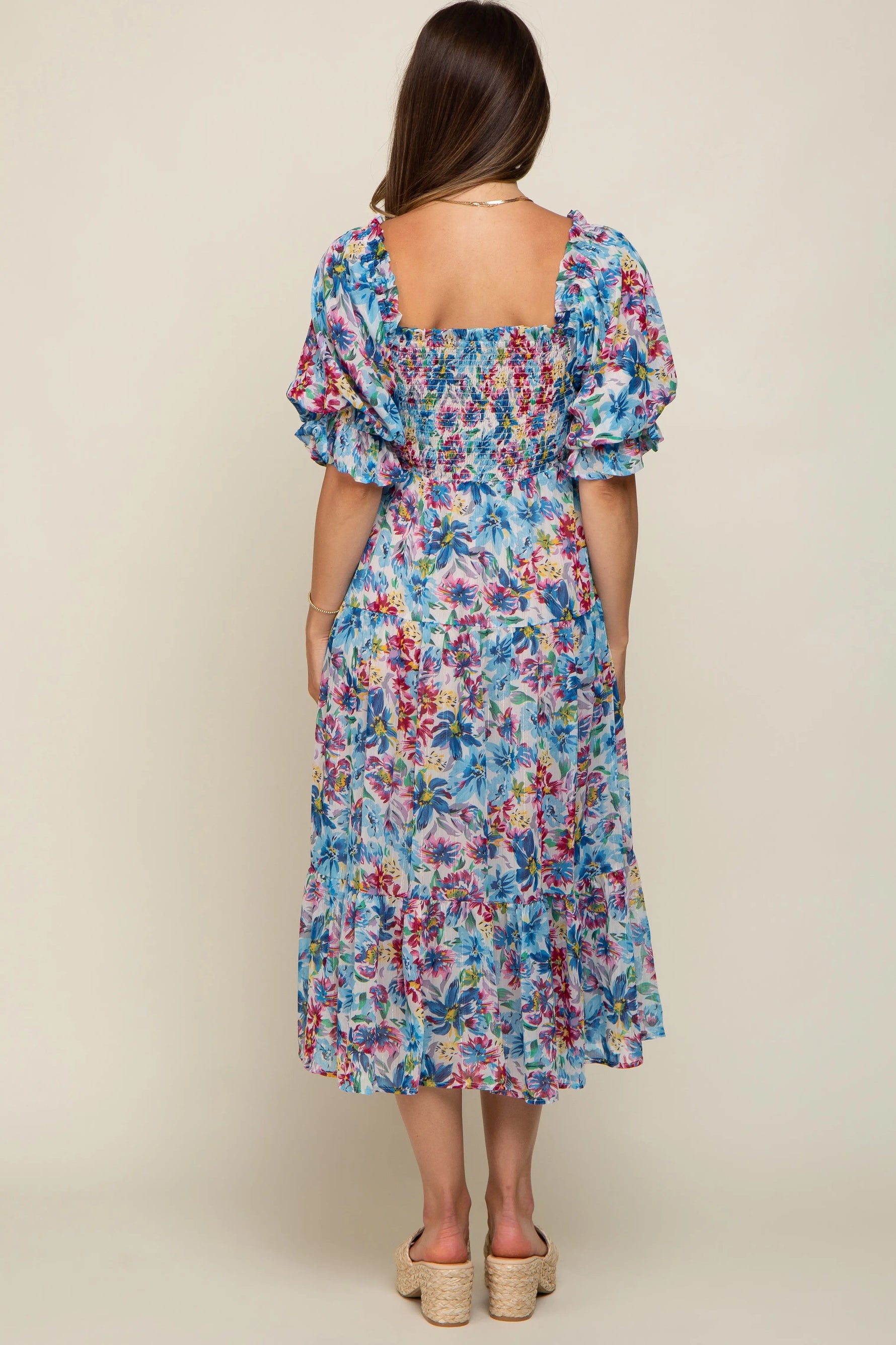 PinkBlush Elegant Chiffon Maternity Dress with Ruffle Design for Expecting Mothers - Apparel & Accessories > Clothing > Dresses