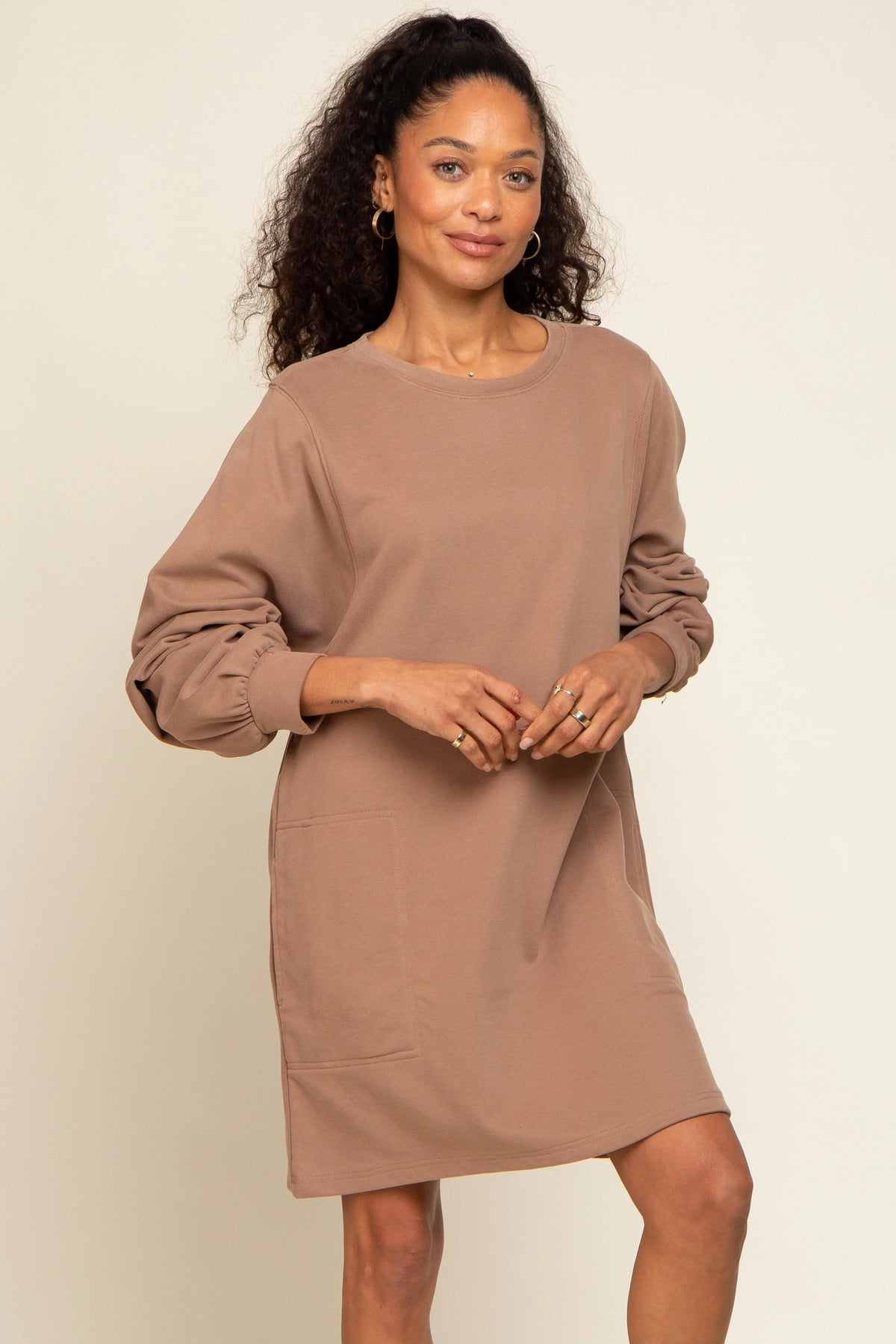 Mocha Ultra Soft Sweatshirt Dress PinkBlush 