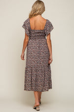 Black Floral Flutter Maternity Midi Dress by PinkBlush at Everetts Place