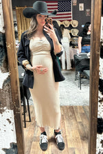Light Pink Floral Flutter Maternity Midi Dress by PinkBlush at Everetts Place