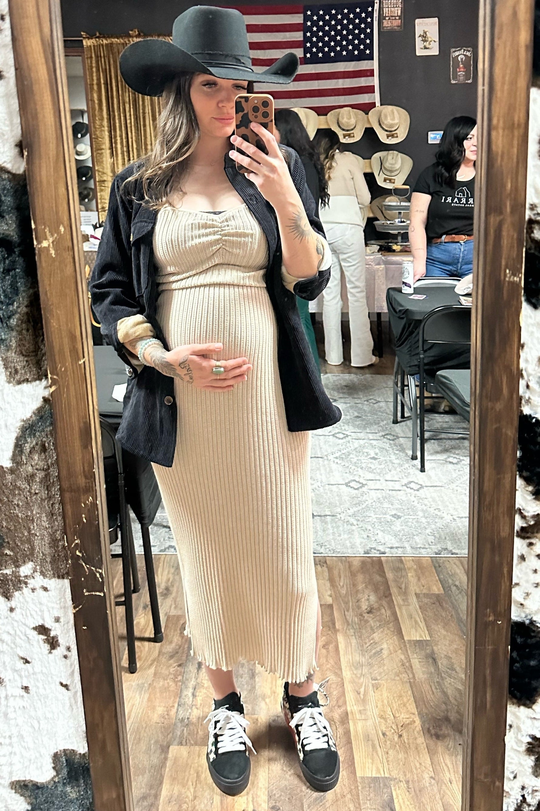 Light Pink Floral Flutter Maternity Midi Dress by PinkBlush at Everetts Place
