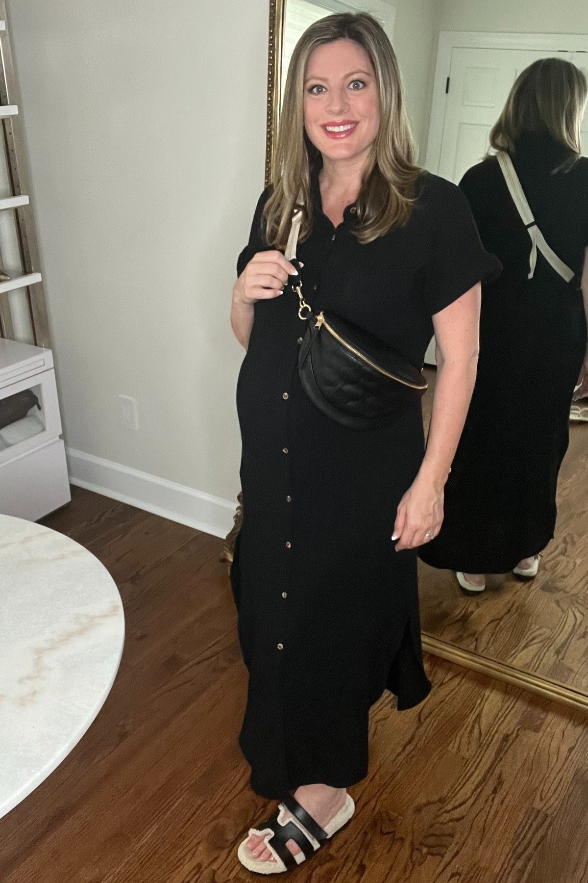 Button Down Nursing Friendly Maternity Midi Dress by PinkBlush (view 7 of 9)