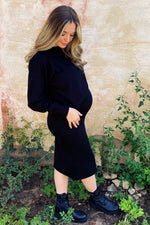 Knit Maternity Set - Long Sleeve Crop Top & Midi Skirt by PinkBlush