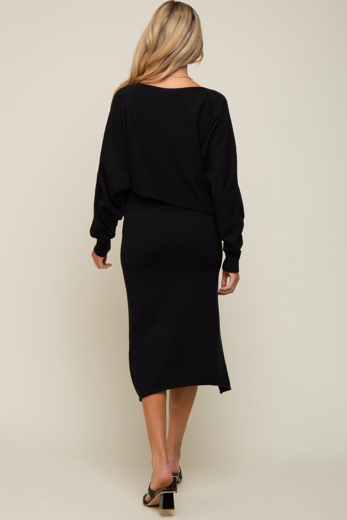 Knit Maternity Set - Long Sleeve Crop Top & Midi Skirt by PinkBlush