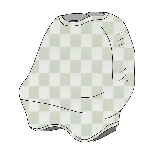 Leaf Green White Checkered Car Seat Cover For Babies Little Mae & Co Everetts Place: Online Boutique