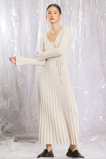 Taupe Ribbed Knit Maxi Dress by PinkBlush