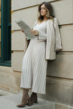 Taupe Ribbed Knit Maxi Dress by PinkBlush