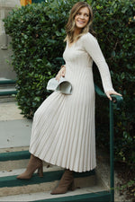 Taupe Ribbed Knit Maxi Dress by PinkBlush