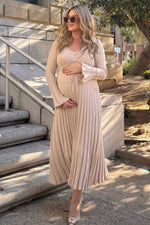 Taupe Ribbed Maternity Knit Maxi Dress by PinkBlush