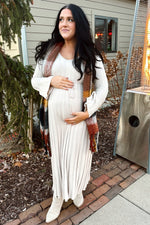 Taupe Ribbed Maternity Knit Maxi Dress by PinkBlush