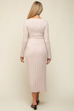 Taupe Ribbed Maternity Knit Maxi Dress by PinkBlush