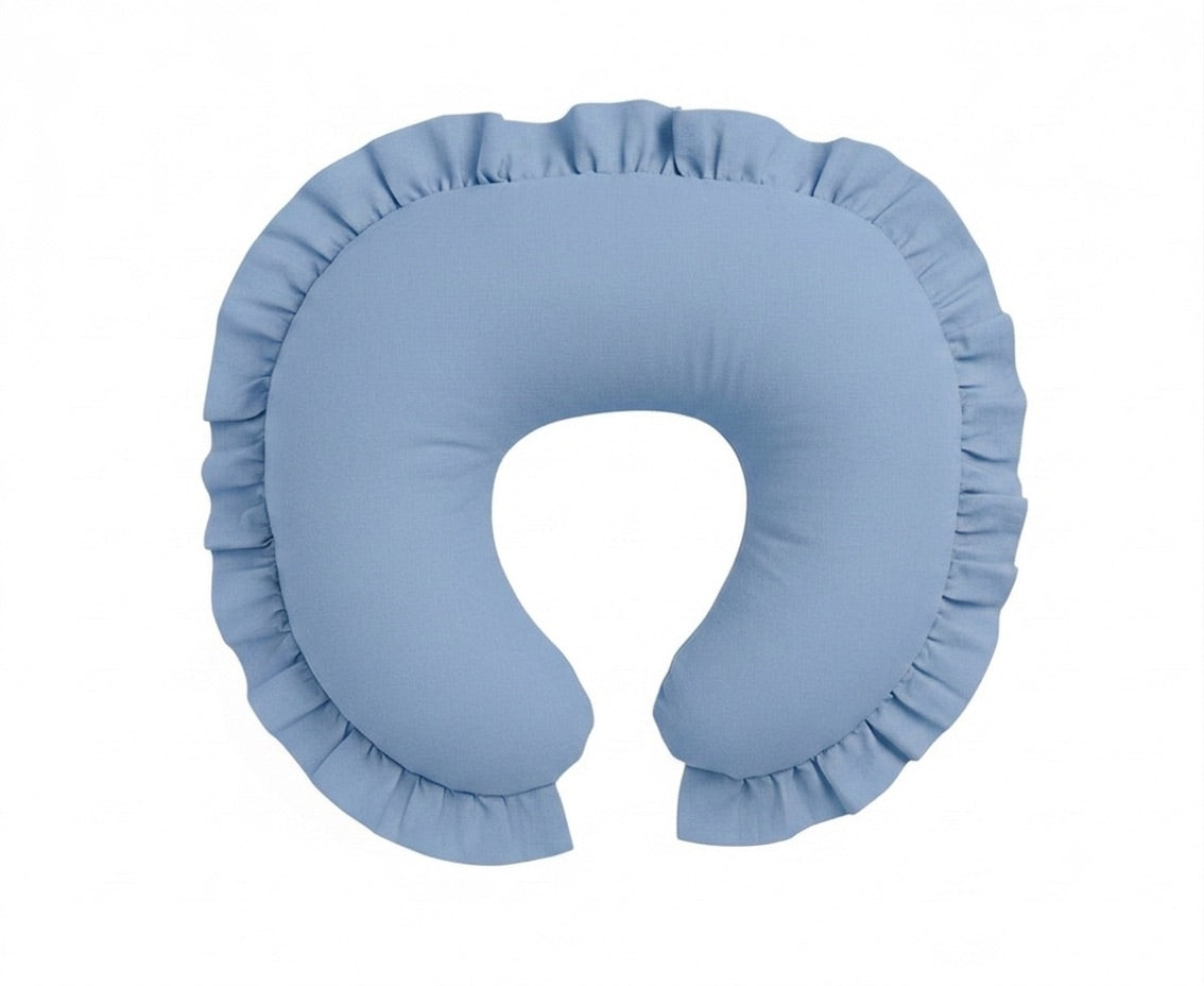 Blue Ruffle Nursing Pillow Cover by Little Mae & Co