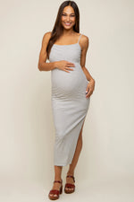 PinkBlush Chic Maternity Maxi Dress with Side Slit for Stylish Expecting Mothers - Apparel & Accessories > Clothing > Dresses