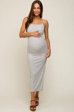 PinkBlush Chic Maternity Maxi Dress with Side Slit for Stylish Expecting Mothers - Apparel & Accessories > Clothing > Dresses