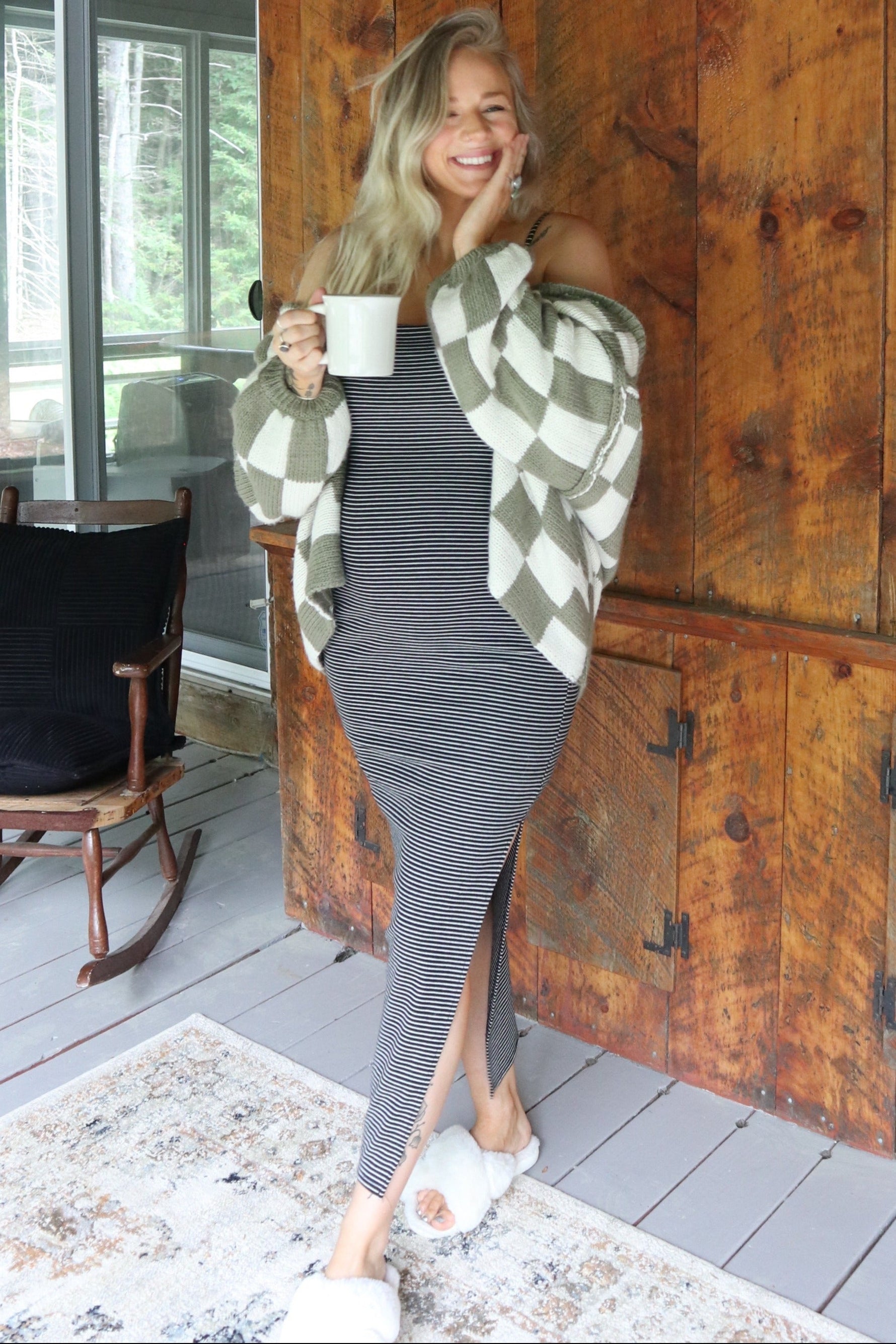 Black Striped Sleeveless Fitted Maxi Dress by PinkBlush at Everetts Place
