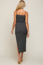 Black Striped Sleeveless Fitted Maternity Maxi Dress by PinkBlush at Everetts Place