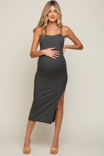 Black Striped Sleeveless Fitted Maternity Maxi Dress by PinkBlush at Everetts Place
