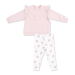 Veiled Pink Bows V-Ruffle Sweatshirt and Legging Set by Angel Dear (view 2 of 5)