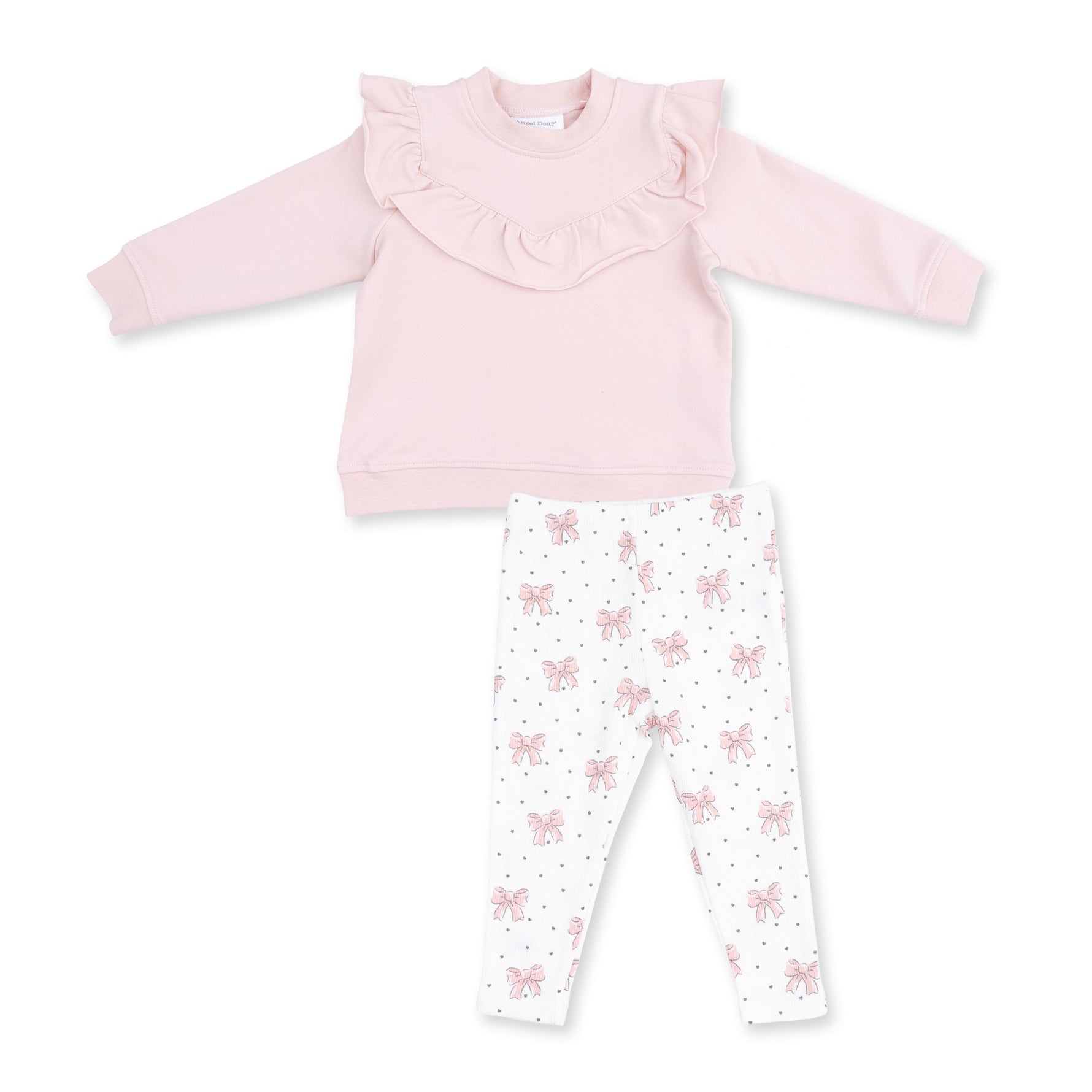 Veiled Pink Bows V-Ruffle Sweatshirt and Legging Set by Angel Dear (view 2 of 5)