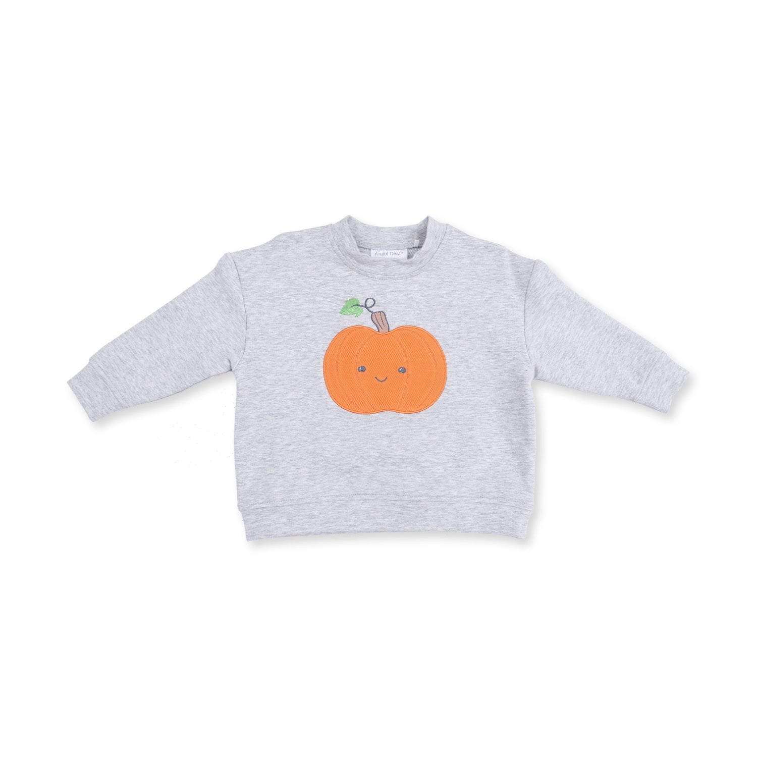 Baby drop sleeve sweatshirt with a smiling pumpkin applique on the front