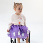 Tutu skirt with tulle overlay, sequin ghost appliques, sparkle waistband and attached bike shorts