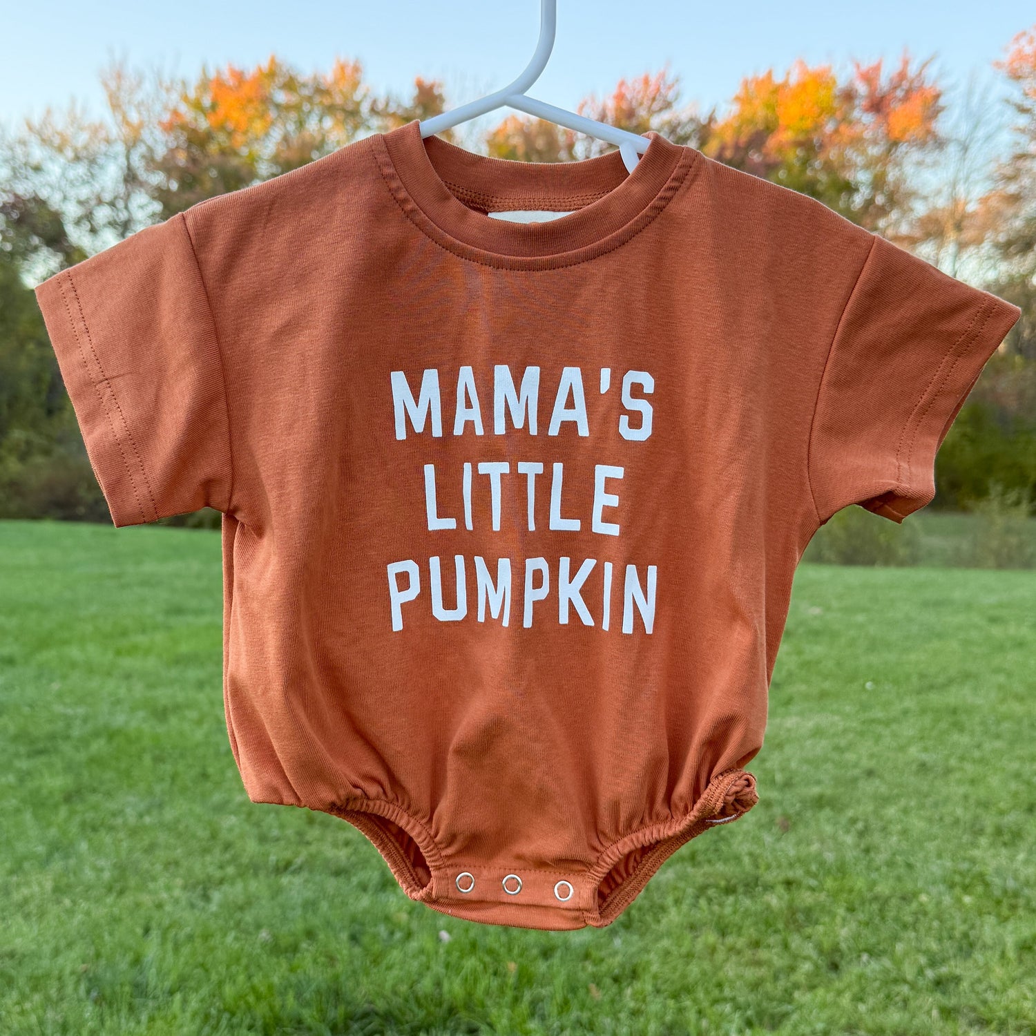 Cotton Blend T-Shirt Bubble Romper, Mama's Little Pumpkin