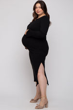 Ribbed Knit Plus Size Maternity Maxi Dress by PinkBlush