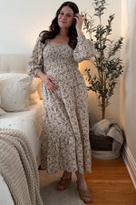 Smocked Long Sleeve Maternity Maxi Dress - Floral by PinkBlush (view 8 of 12)