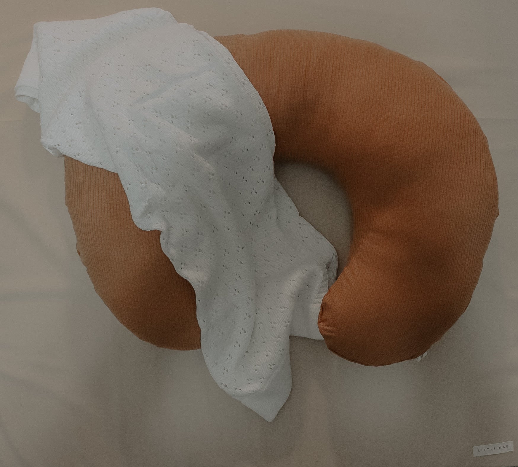 Caramel Ribbed Nursing Pillow Cover Soft Beige Fabric Little Mae & Co Everetts Place: Online Boutique