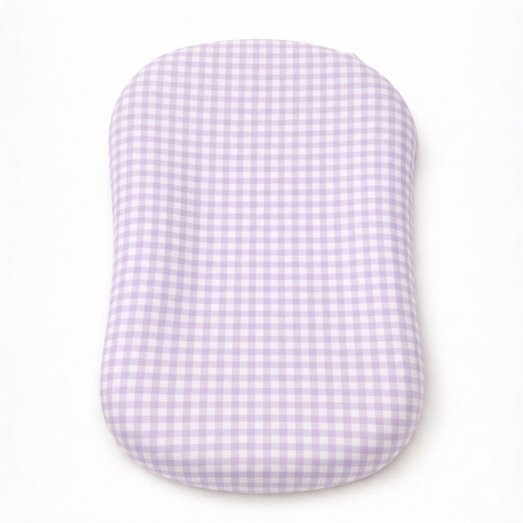 Purple Gingham Ruffle Baby Lounger Cover by Little Mae & Co