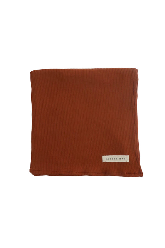 Rust Ribbed Stretch Swaddle for Newborns Soft Baby Blanket Little Mae & Co Everetts Place: Online Boutique